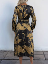 Perfee Printed Surplice Long Sleeve Midi Dress OutfitFlow